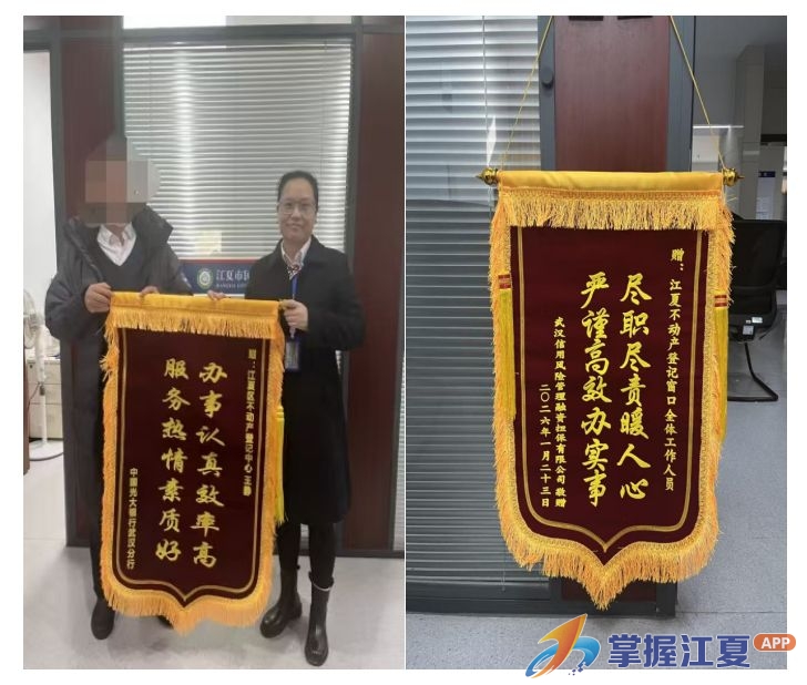 登记服务暖民心，赠送锦旗传谢意——江夏不动产登记中心获企业赠旗点赞优质服务